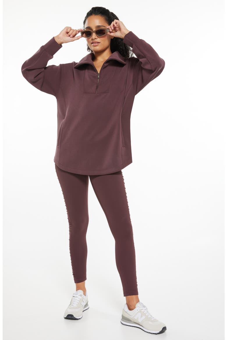 Ultra Soft Half Zip Tunic, Alternate, color, BURGUNDY FUDGE