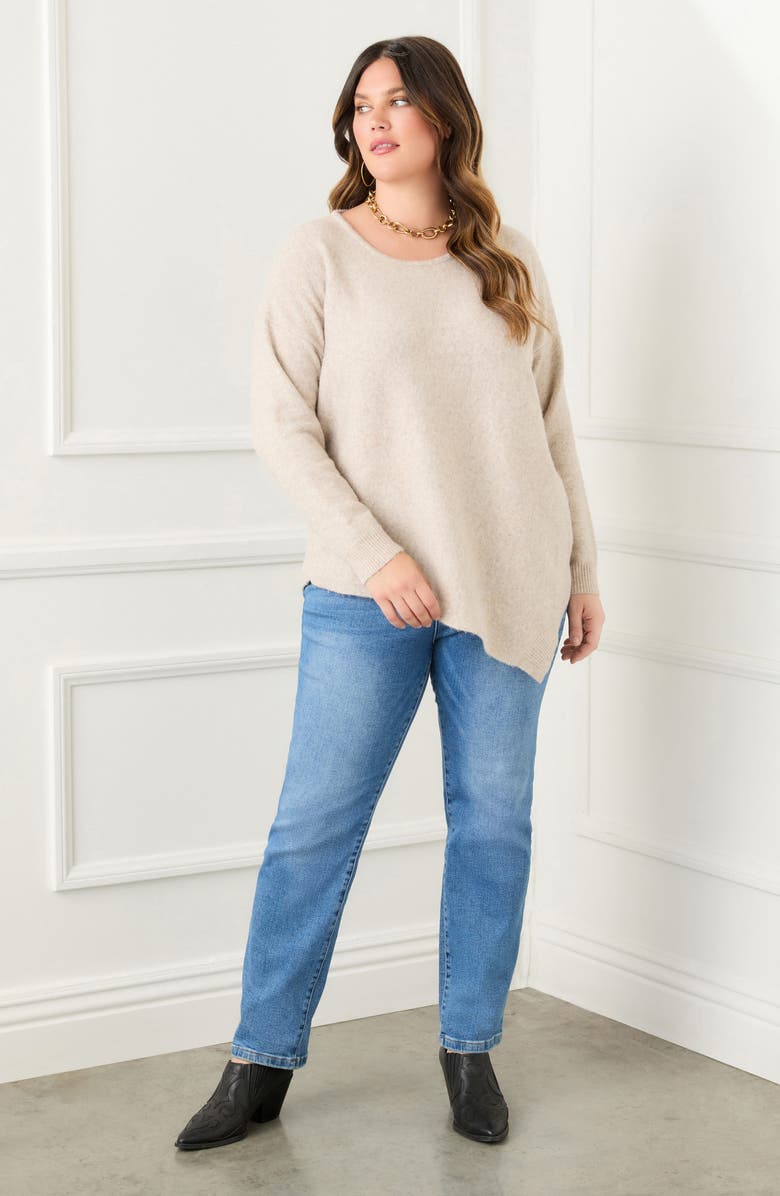 Karen Kane Asymmetric Hem Scoop Neck Sweater, Alternate, color, 