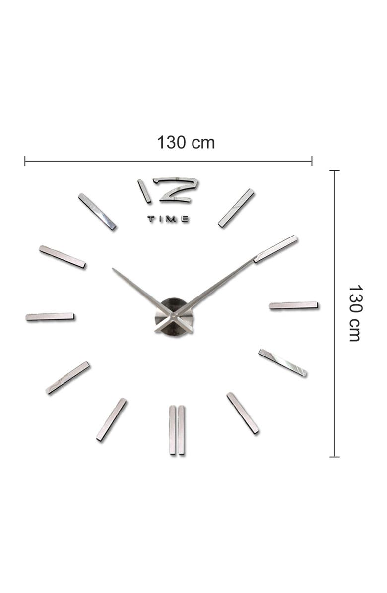 WALPLUS 3D Giant Vinyl Silver Clock Decal with Clock Mechanism, Alternate, color,