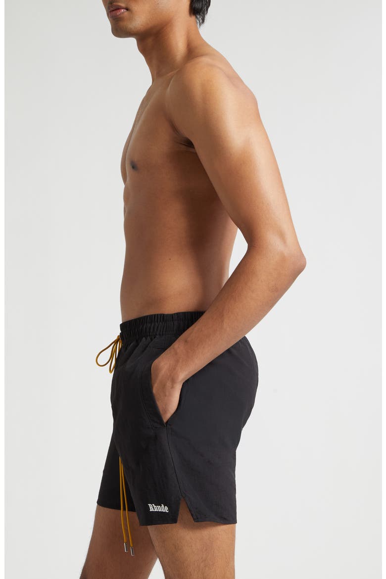 Classic Logo Nylon Swim Trunks, Alternate, color, BLACK/ WHITE