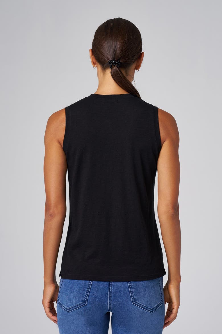 Slub Jersey V-Neck Sleeveless Tank, Alternate, color, Black
