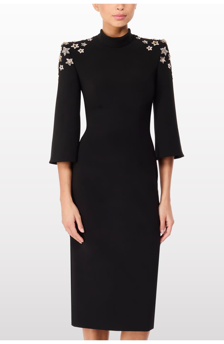 Jenny Packham Stella Star-embellished Mock-neck Midi Dress, Alternate, color, Liquorice