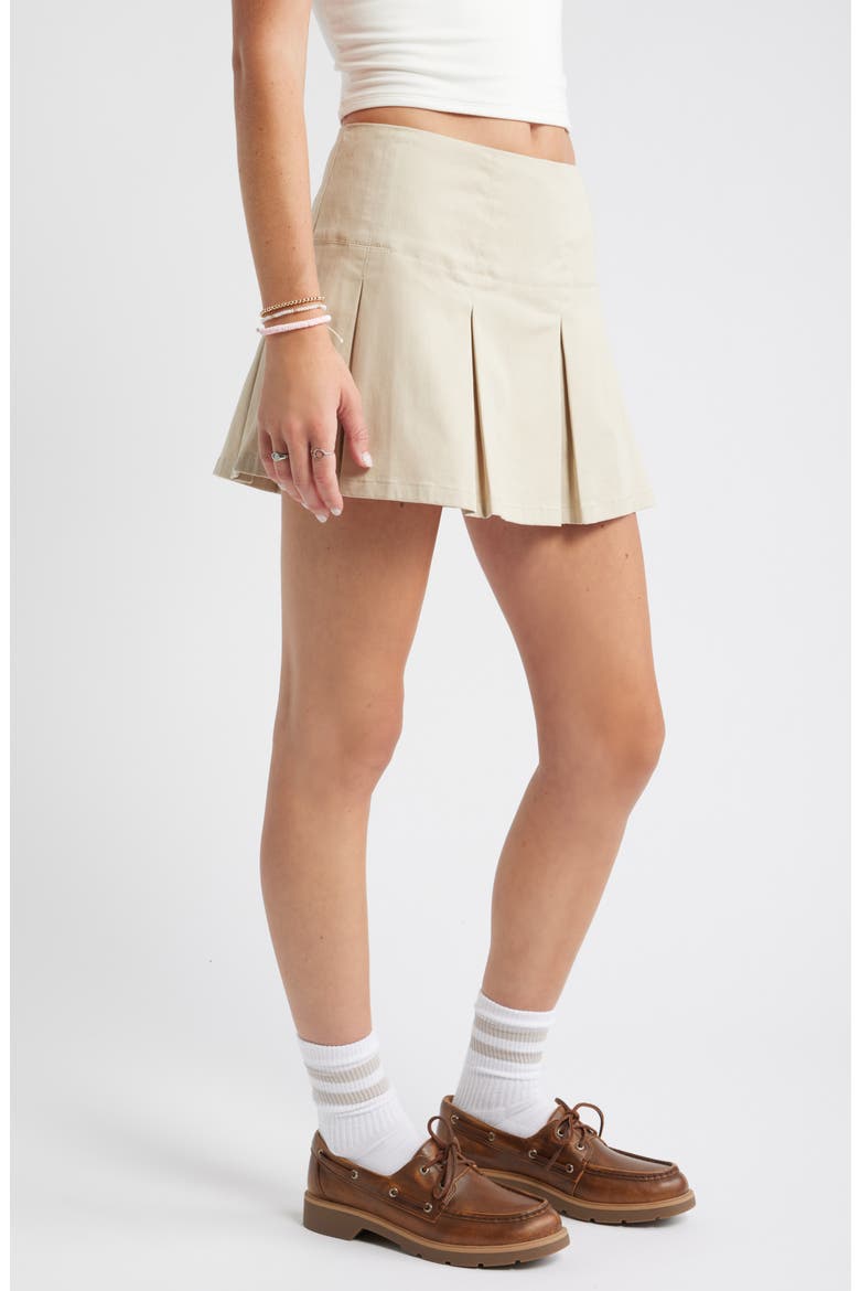 Preppy Pleated Miniskort, Alternate, color, BEIGE CEMENT