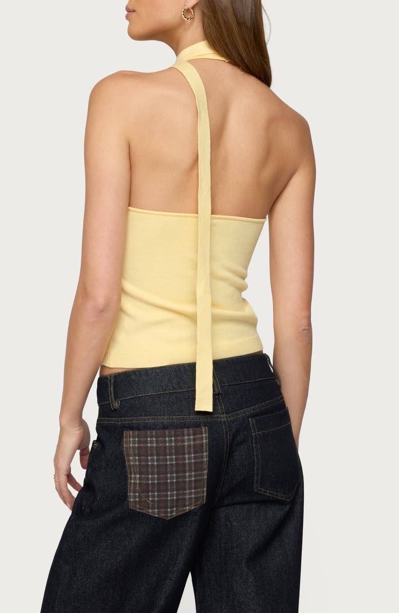 EDIKTED Knit Halter Top & Scarf Set, Alternate, color, Yellow