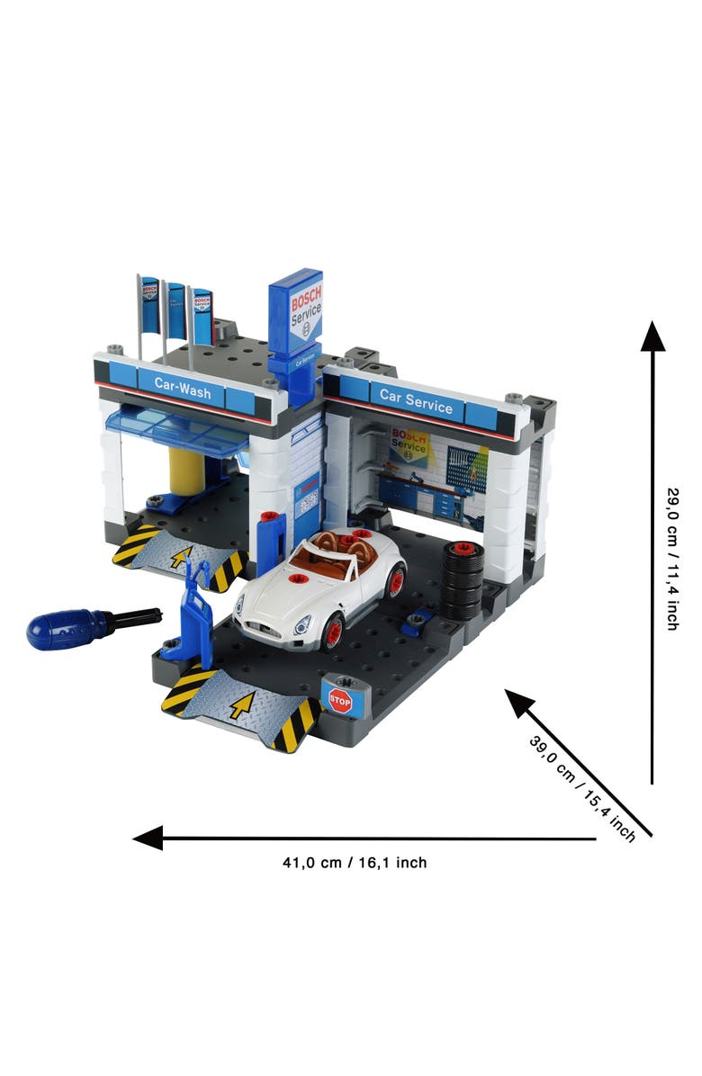 BOSCH Service Car Repair With Car Wash Kids Car Service Play Set, Ages 3+, Alternate, color, Multicolored