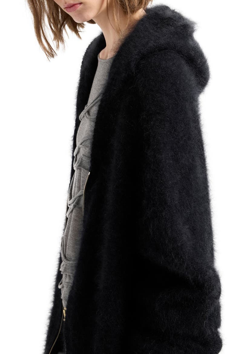 Fuzzy Zip Hoodie, Alternate, color, ANGORA SABLE
