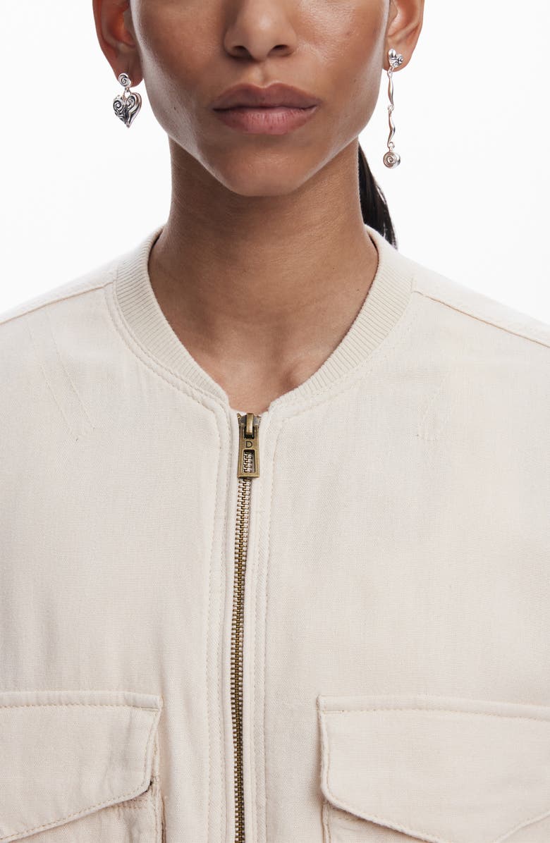 Desigual Mixed Media Jacket, Alternate, color, Beige