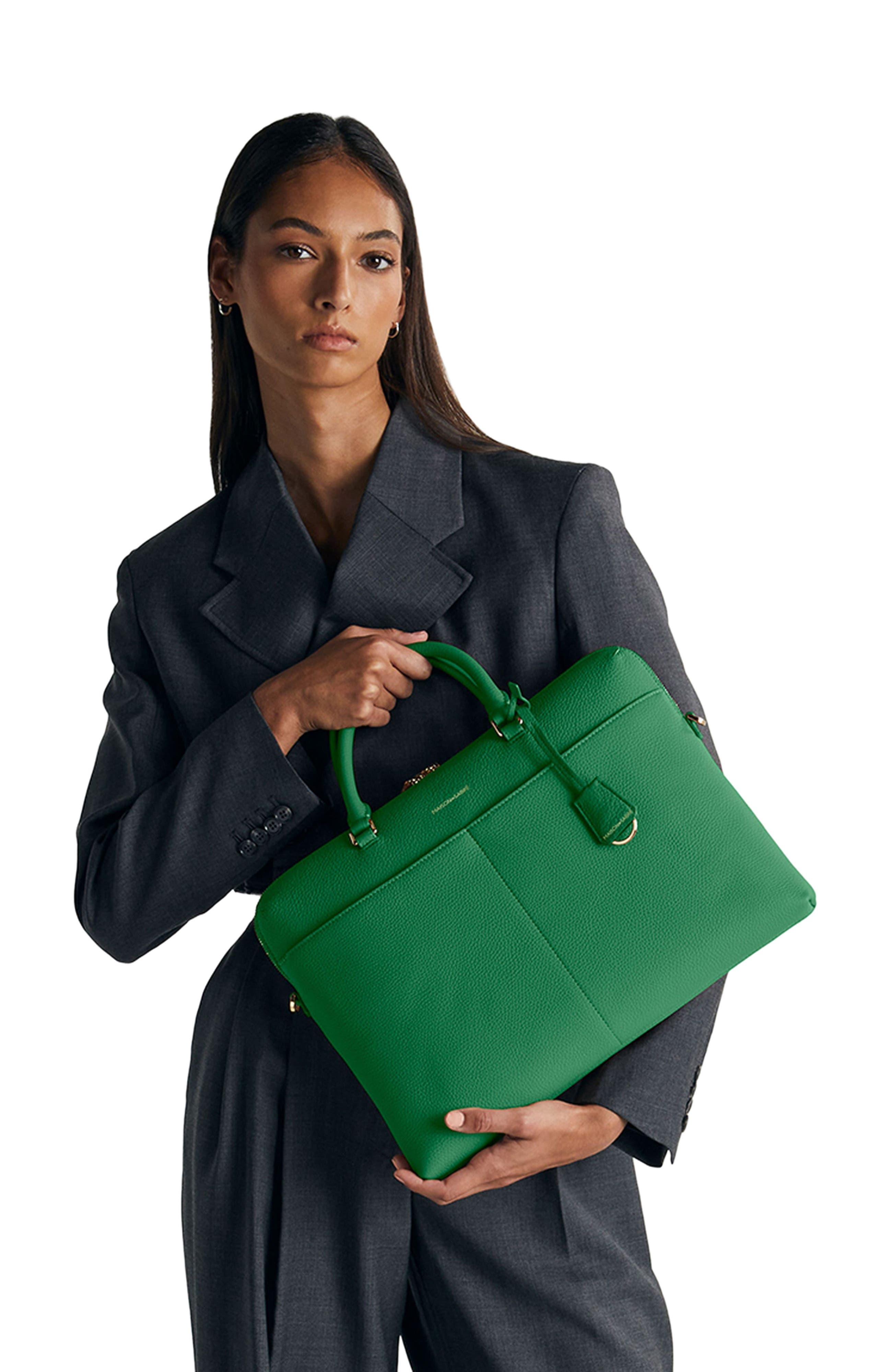 Leather Laptop Bag, Alternate, color, Emerald Green