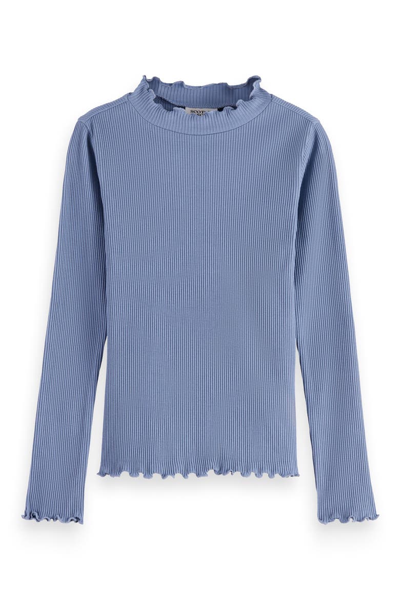 Kids' Lettuce Edge Mock Neck T-Shirt, Main, color, FADED DENIM