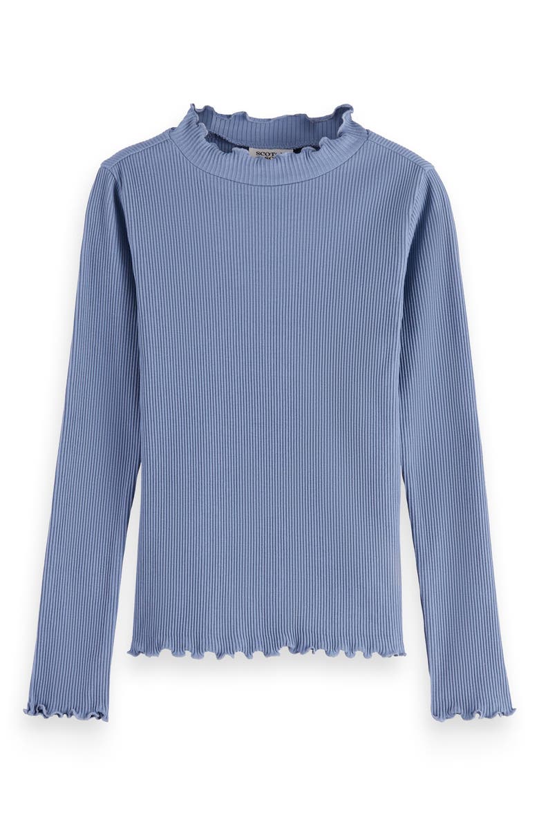 Scotch & Soda Kids' Lettuce Edge Mock Neck T-Shirt, Main, color, Faded Denim