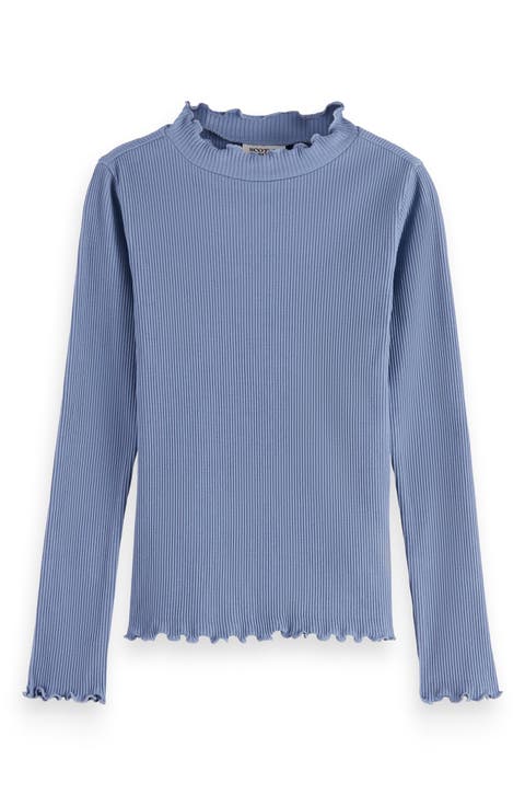 Kids' Lettuce Edge Mock Neck T-Shirt (Big Kid)