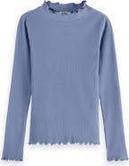 Scotch & Soda Kids' Lettuce Edge Mock Neck T-Shirt