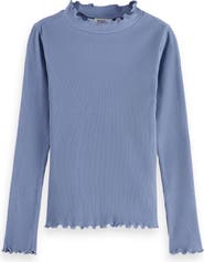 Scotch & Soda Kids' Lettuce Edge Mock Neck T-Shirt