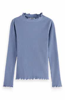 Scotch & Soda Kids' Lettuce Edge Mock Neck T-Shirt