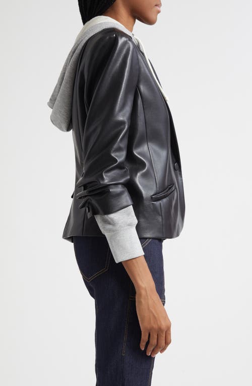 Cinq À Sept Khloe Hooded Faux Leather Jacket In Black