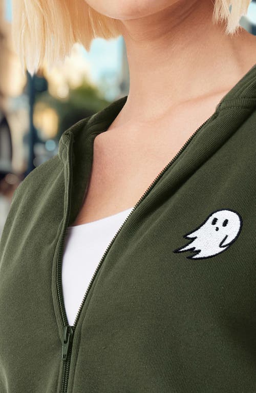 Dalix Ghost Fleece Zip Hoodie In Military Green