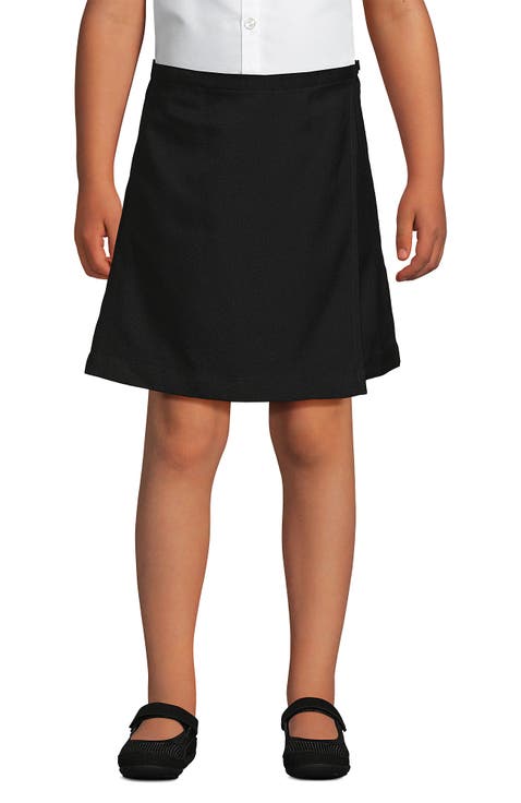 School Uniform Girls Solid A Line Tab Skort Top of Knee
