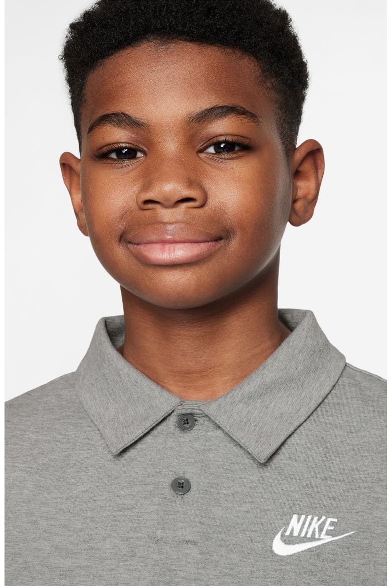 Kids' Cotton Polo, Alternate, color, GREY HEATHER/ GREY/ WHITE