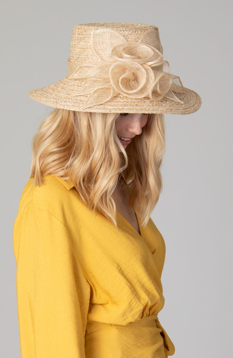 San Diego Hat Floral Band Woven Dress Hat, Alternate, color, Natural