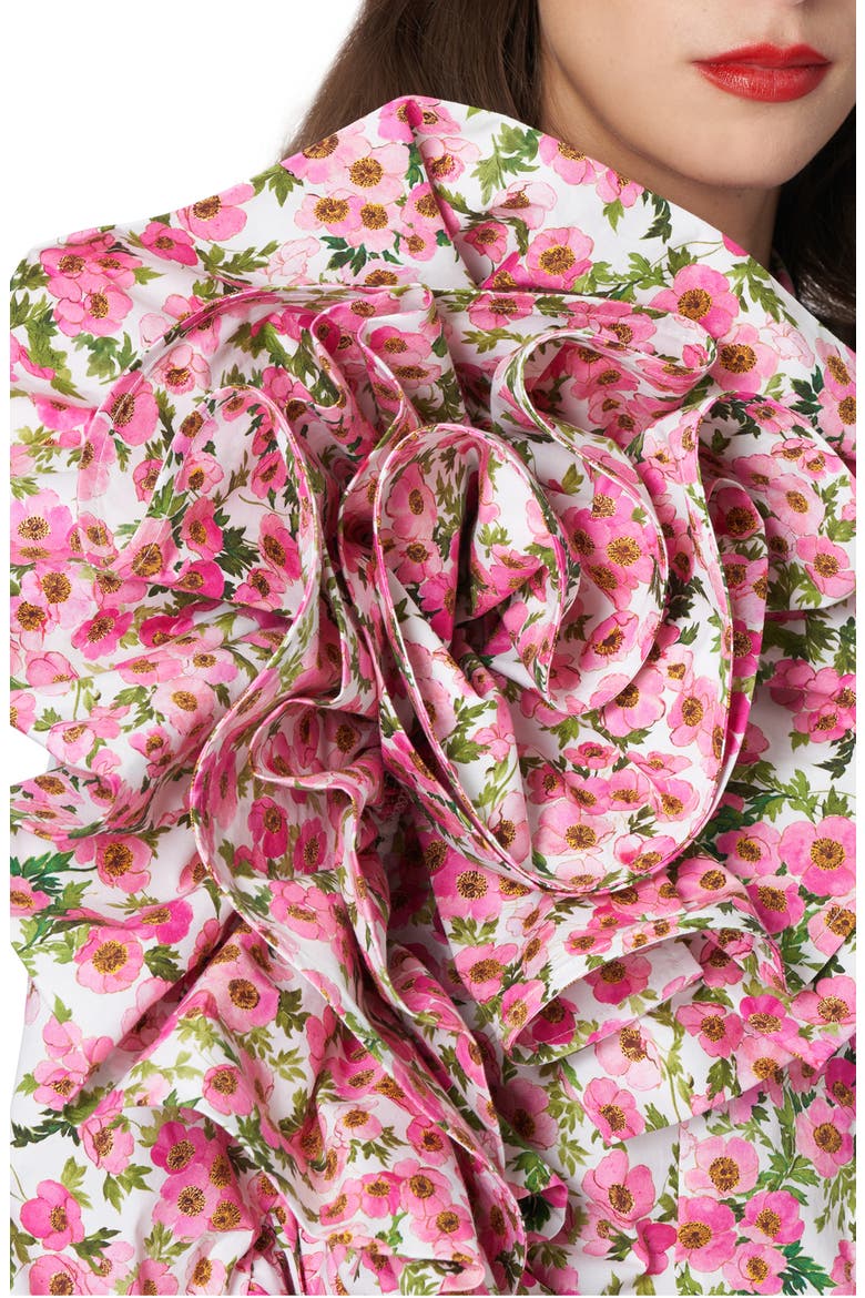 Anemone Print Dramatic Rosette Blouse, Alternate, color, WHITE MULTI