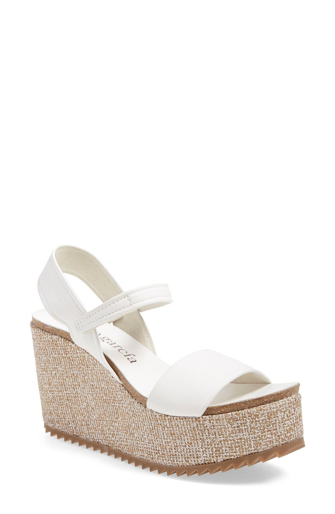 'Dorothy' Wedge Sandal, Main, color, WHITE LEATHER