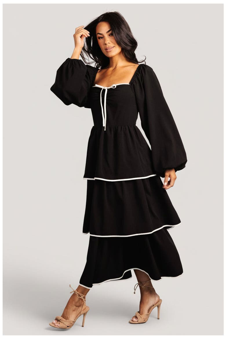Barcelona Tiered Dress, Main, color, Black