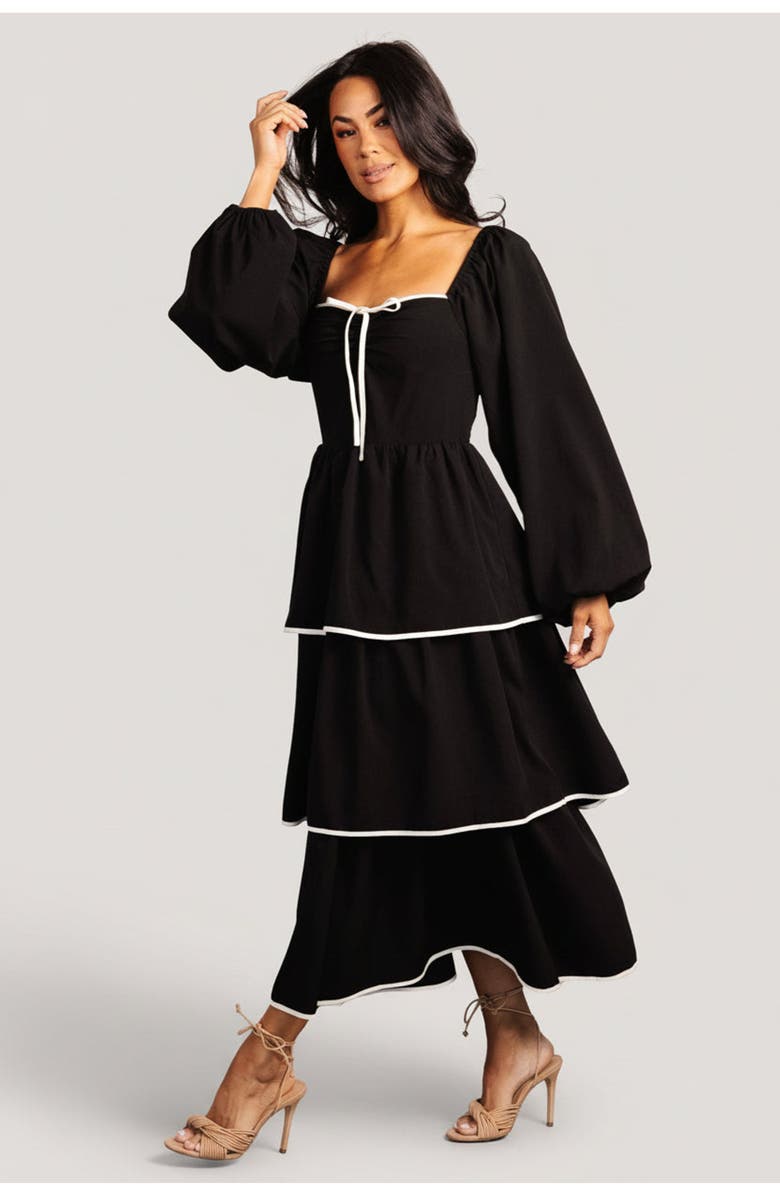 Baltic Børn Barcelona Tiered Dress, Main, color, Black