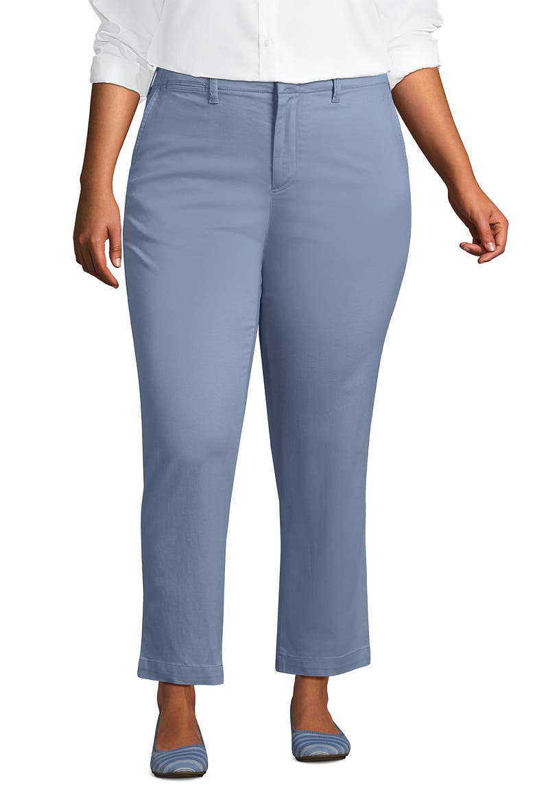Plus Size Mid Rise Classic Straight Leg Chino Ankle Pants, Main, color, Pale Slate Blue