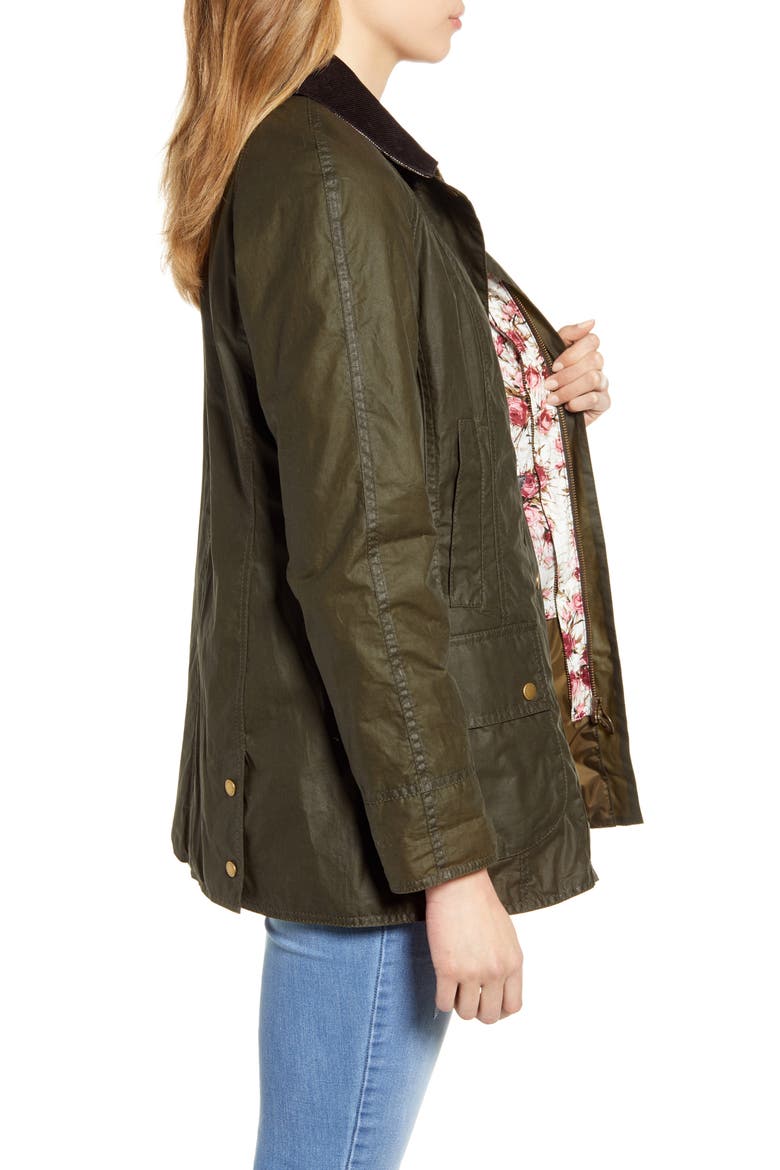 Violet Lightweight Waxed Cotton Canvas Coat, Alternate, color, ARCHIVE OLIVE