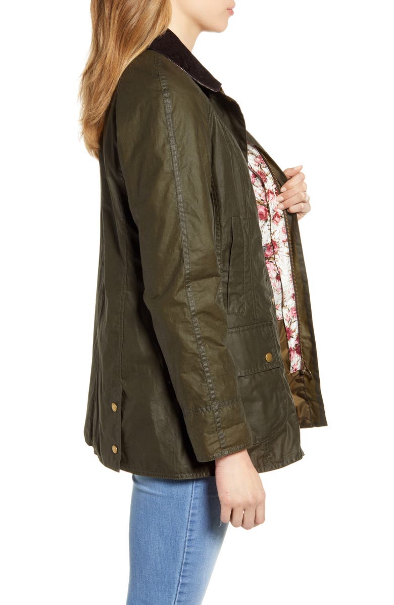 Barbour Violet Lightweight Waxed Cotton Canvas Coat, Alternate, color,