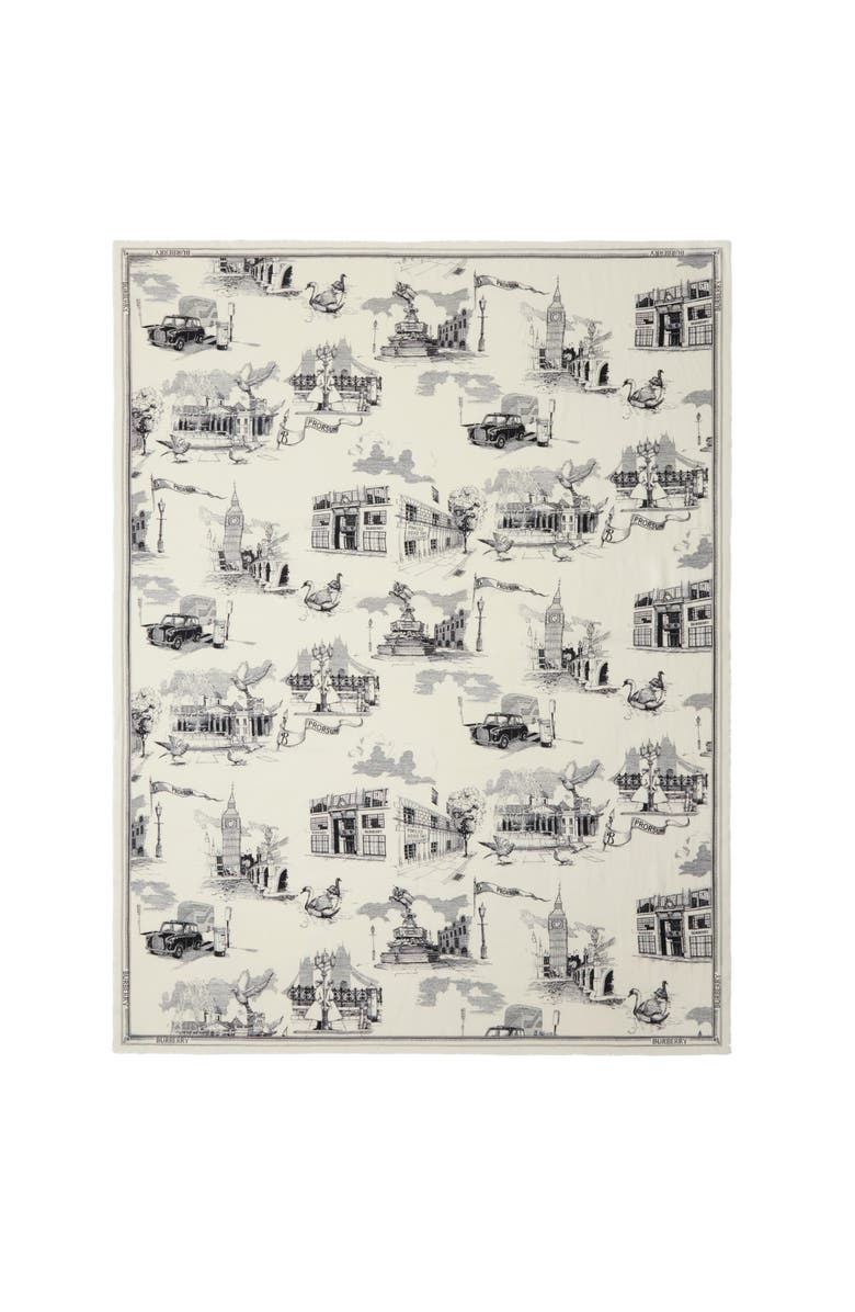 Burberry London Landmarks Wool Silk Scarf, Main, color, Monochrome