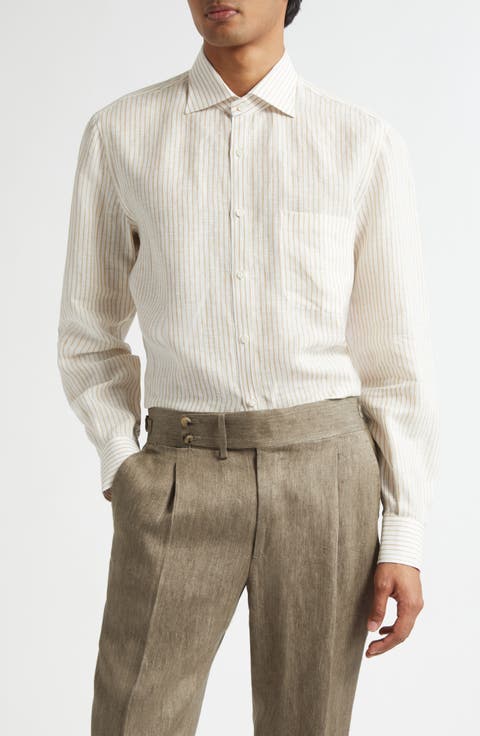 Superlino Stripe Linen Button-Up Shirt