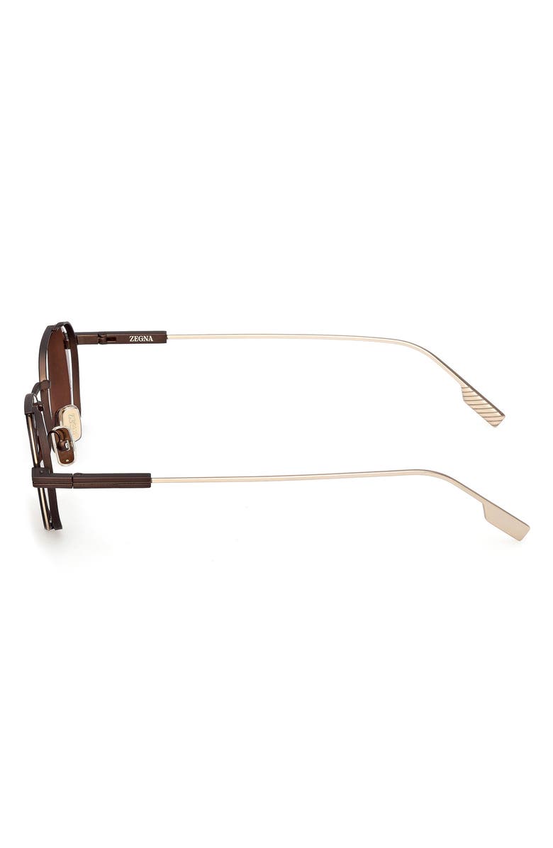 ZEGNA 52mm Geometric Sunglasses, Alternate, color, Dark Brown / Light Brown