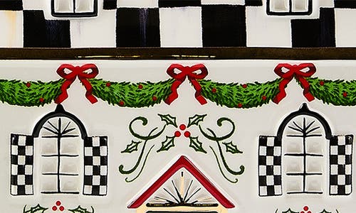 Mackenzie-childs Mackenzie Childs Holly Village Illuminated Ceramic Gingerbread Villa & Tree In Multi