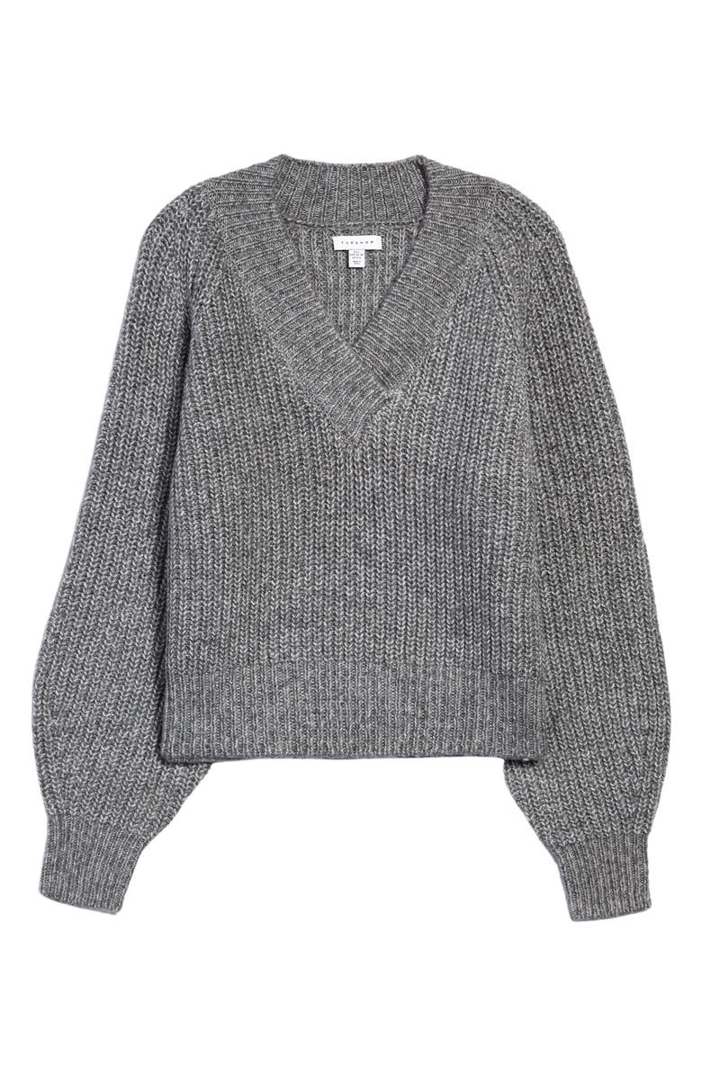 Topshop Chunky V-Neck Sweater, Alternate, color,