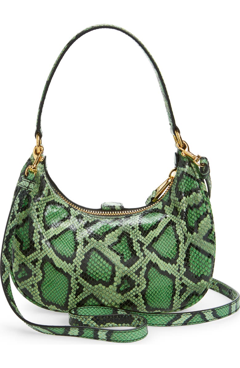 Moschino Logo Belt Snakeskin Print Leather Shoulder Bag, Alternate, color,