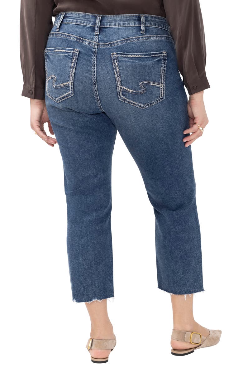 Silver Jeans Co. Avery Curvy Ripped Raw Hem Straight Leg Jeans, Alternate, color, Synth