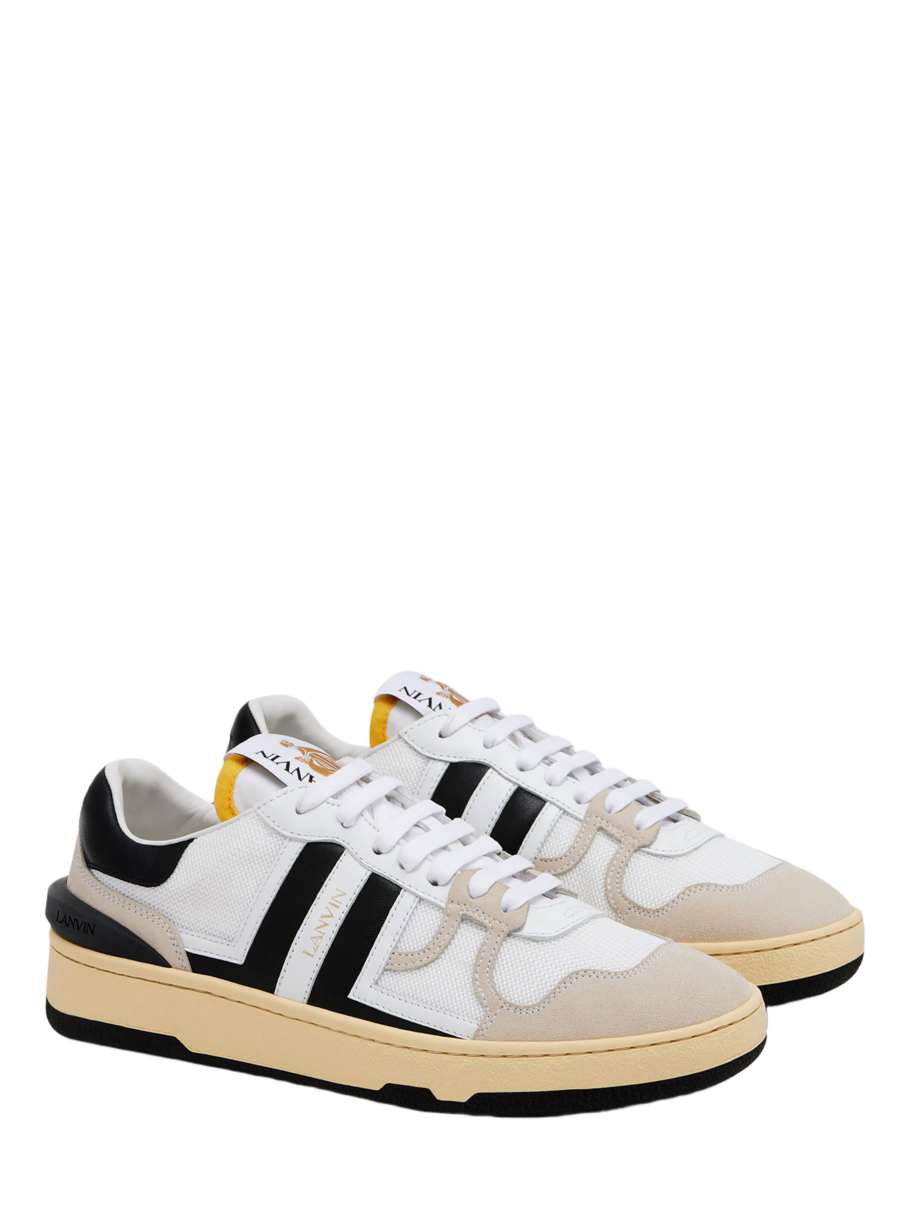 Lanvin Clay Mesh Sneakers With Rubber Sole, Alternate, color, White-Black