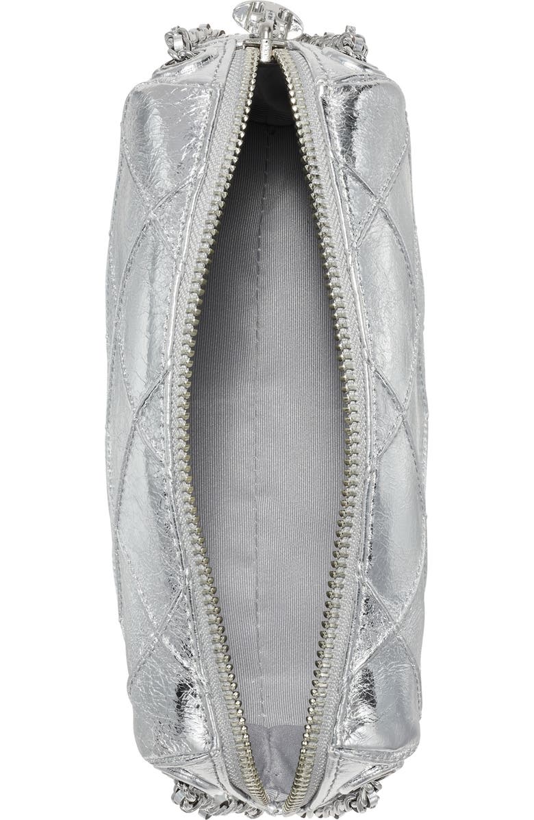 Tory Burch Fleming Soft Metallic Leather Crossbody Bag, Alternate, color, Silver