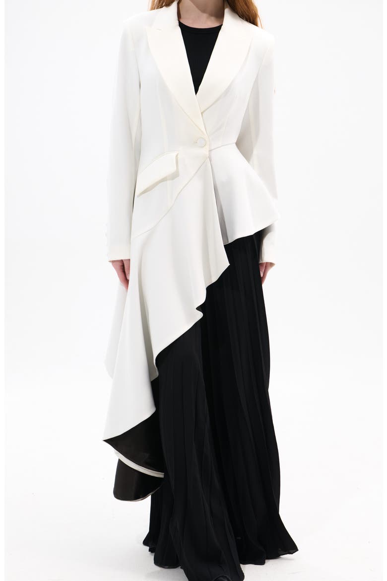Asymmetric Statement Blazer, Main, color, WHITE BLACK
