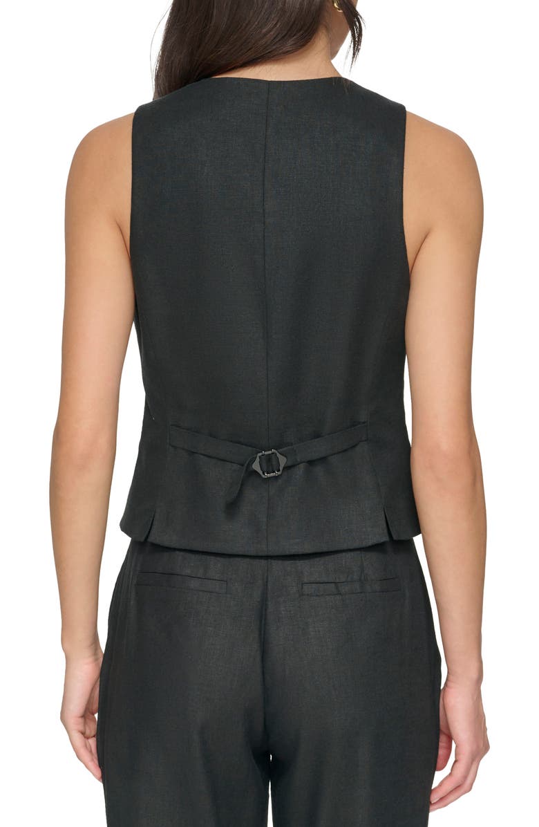 DKNY Button Front Linen Vest, Alternate, color, 