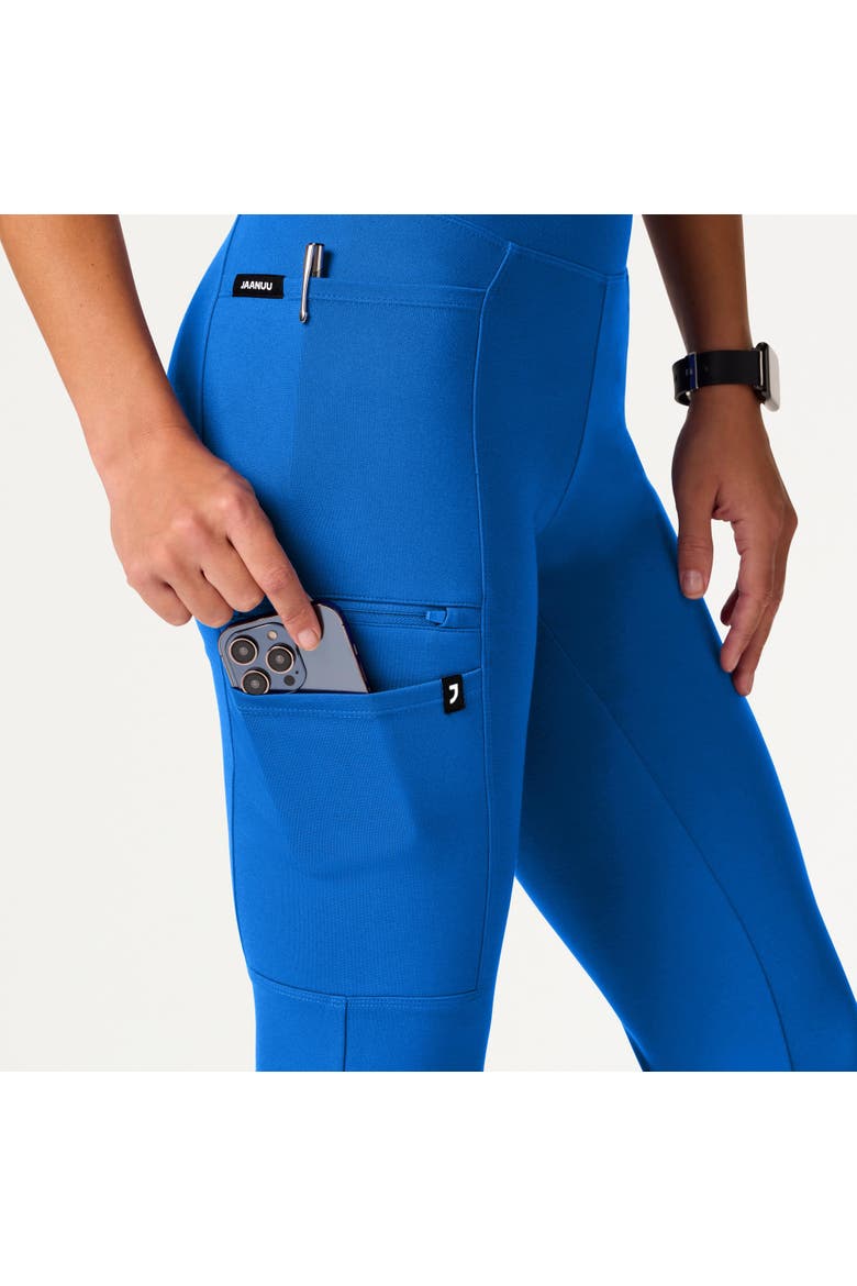 Perri UltraSOFT Women's Yoga Scrub Pant - 5 Pockets Skinny Fit, Alternate, color, Royal Blue