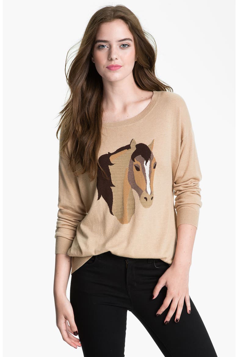 'Eloisa' Horse Sweater, Main, color, HEATHER BISQUE