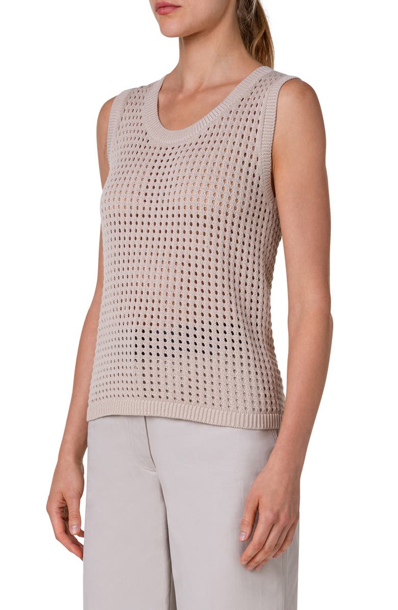 Akris punto Cotton Open Stitch Sweater Tank, Alternate, color, 