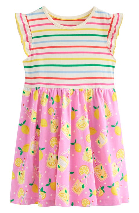 Kids' Poise Flutter Sleeve Cotton Dress (Toddler, Little Kid & Big Kid)