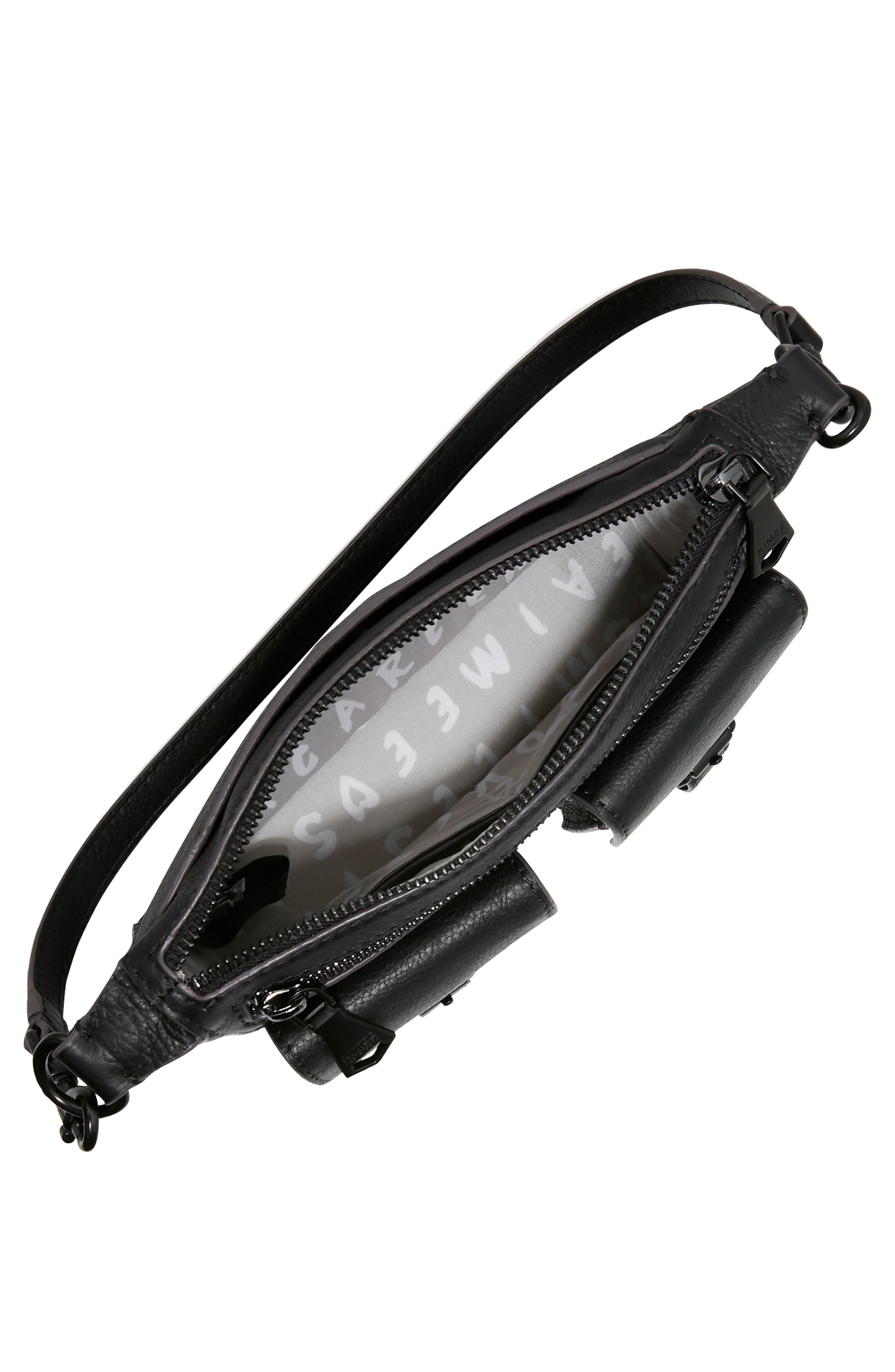 AIMEE Mini Saddle Up Convertible Leather Crossbody Bag, Alternate, color, Black W/ Black