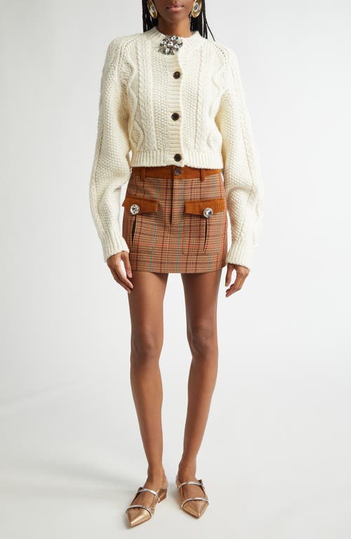AREA AREA CRYSTAL BROOCH CROP CARDIGAN 