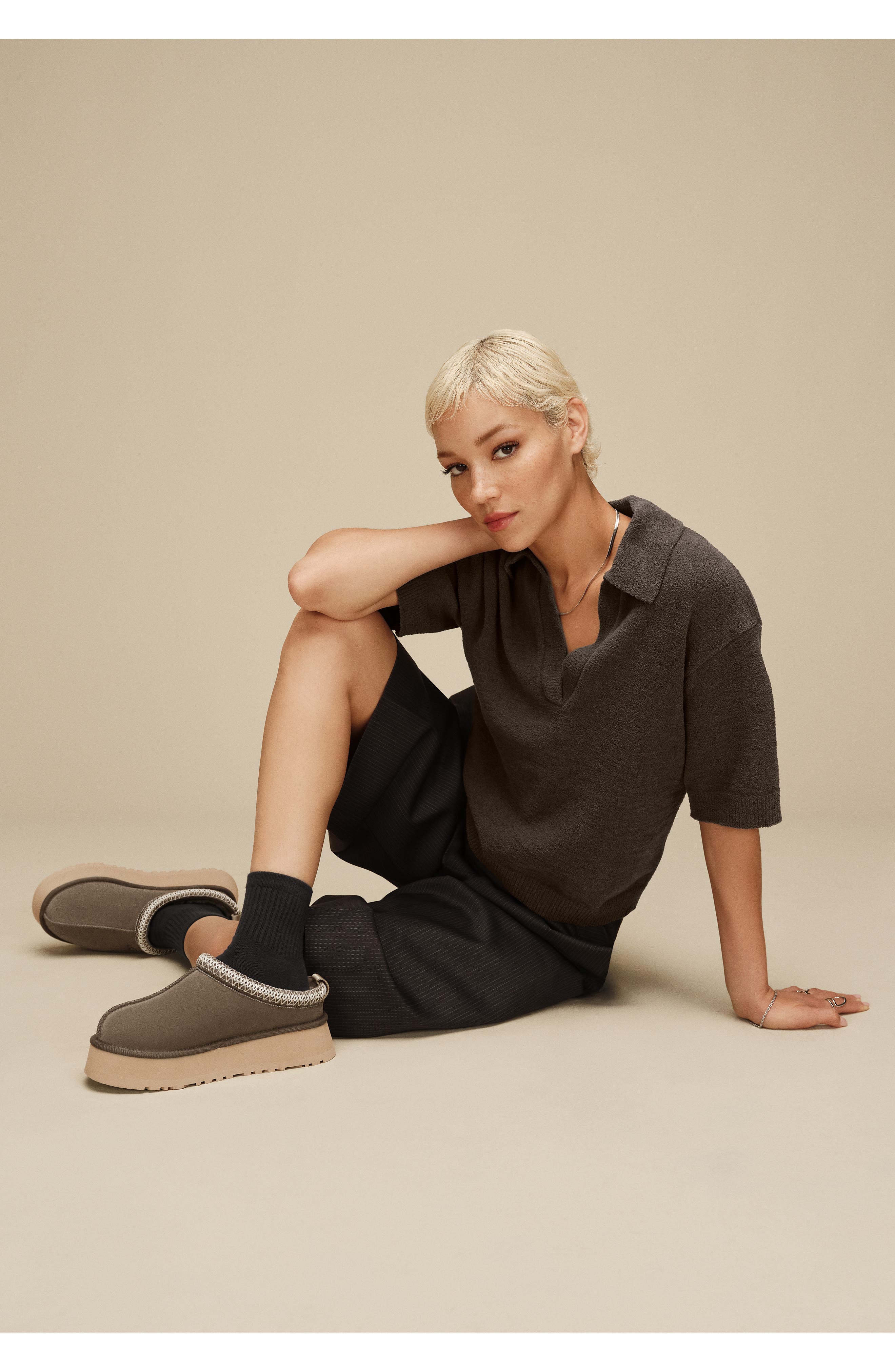 Tazz II Genuine Shearling Lined Platform Slipper, Alternate, color, DRIED OREGANO