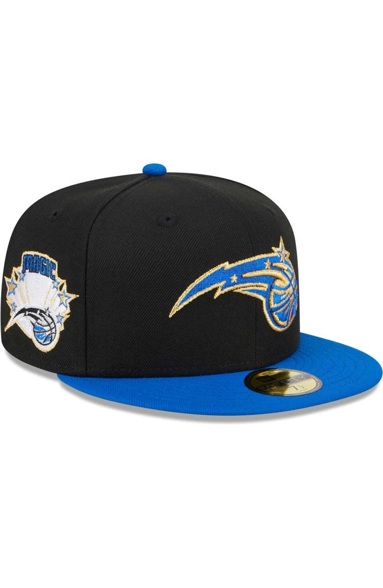 New Era Men's New Era Black/Blue Orlando Magic Gameday Gold Pop Stars 59FIFTY Fitted Hat, Alternate, color, 