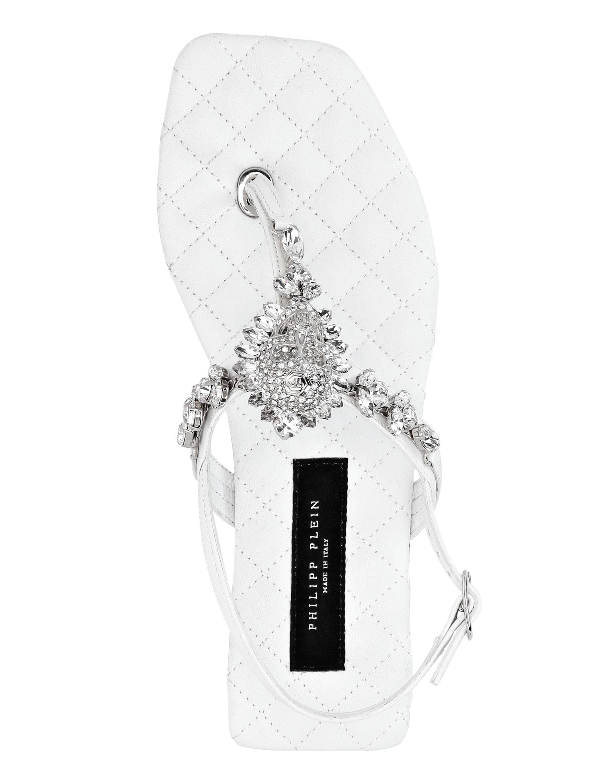 Sandals Flat Skull Women, Alternate, color, white